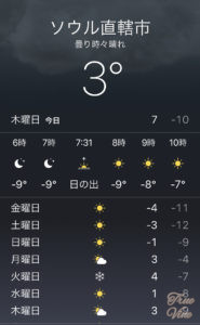 18年韓国の12月の気温は 服装は True Vine
