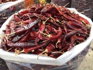 韓国の市場　赤唐辛子