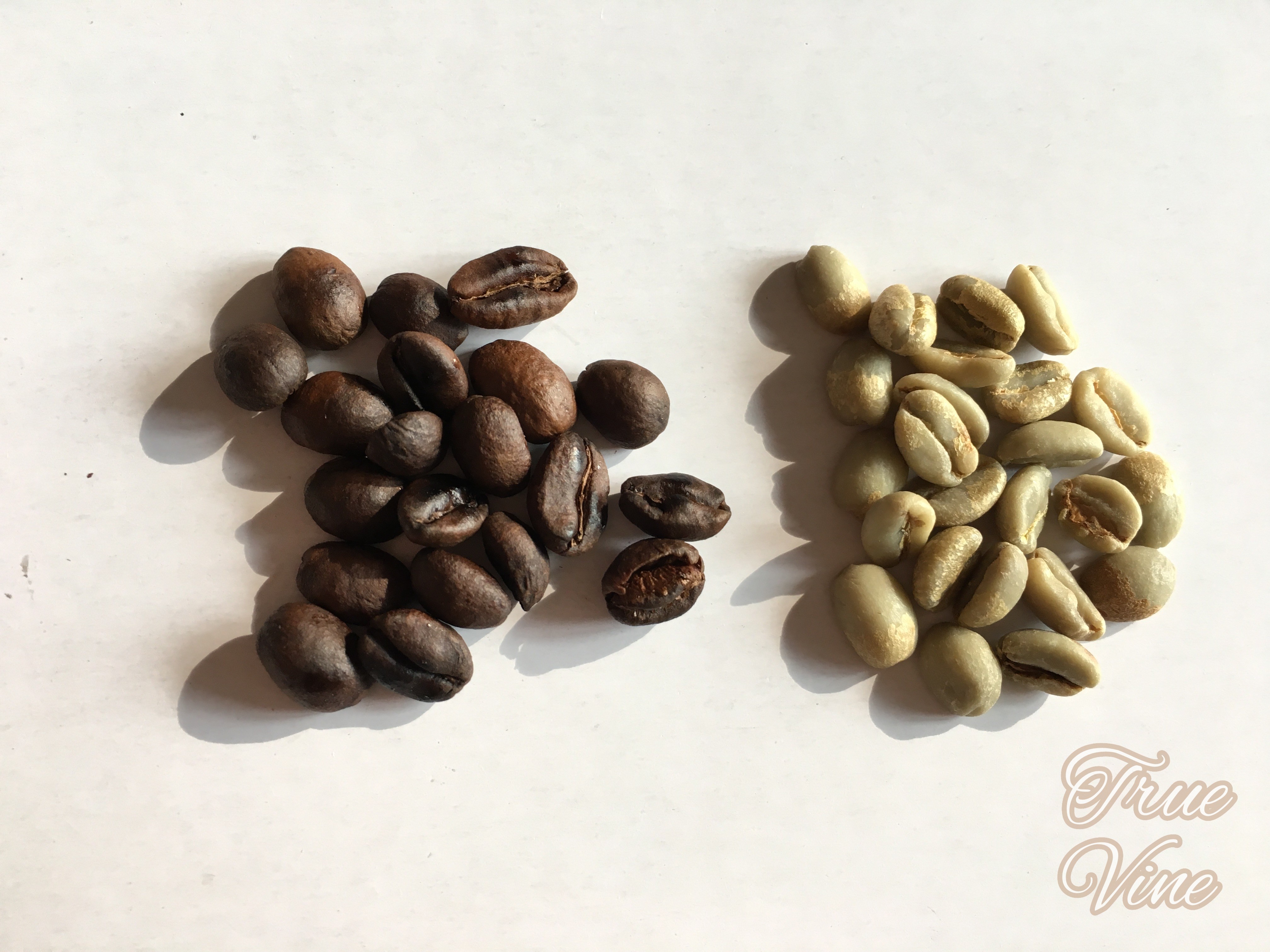 生豆、焙煎したコーヒー豆