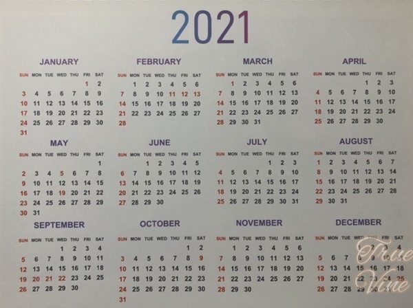 2021年韓国カレンダー